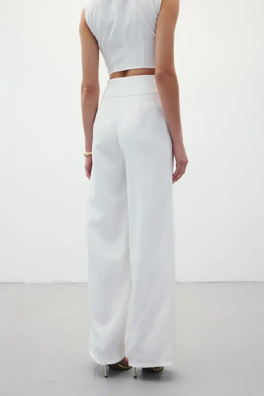 Waist Detailed Pants - Ecru-Ecru - 8