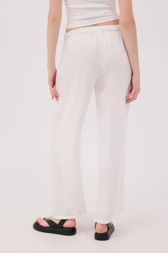 Waist Tie Linen Pants PN4991-PNN-White - 5