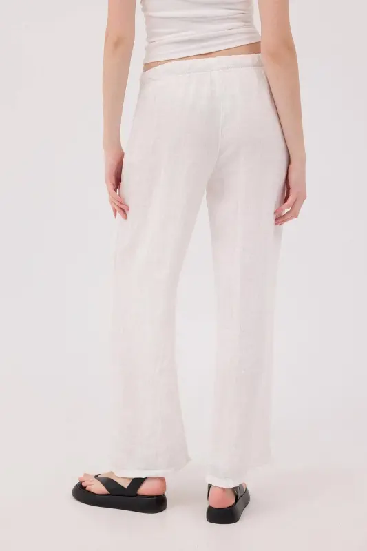Waist Tie Linen Pants PN4991-PNN-White - 5