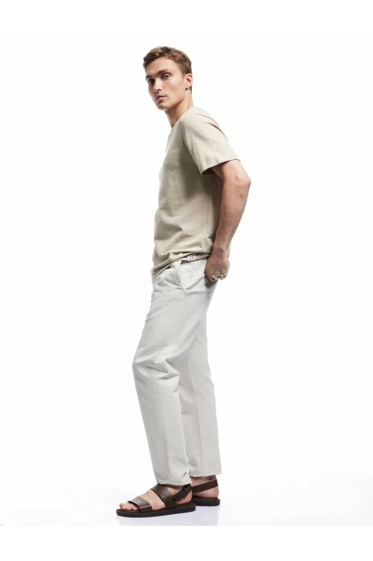Waistband Tie Cotton Pocket Detail Canvas Chino Pants - KOTON