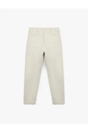 Waistband Tie Cotton Pocket Detail Canvas Chino Pants - 4