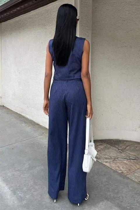 Waistcoat with Cross Detail, Buttoned and Pockets Vest Suit 10150 - 4