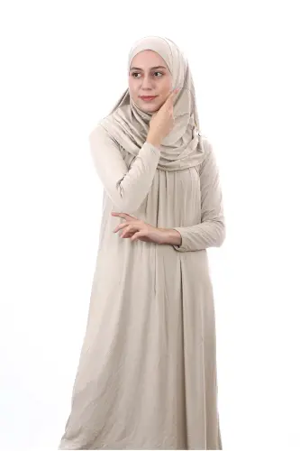 Waiter Boy 12-15 Age Mink Self-Turban One Piece Women's Prayer Dress-Mink - 3