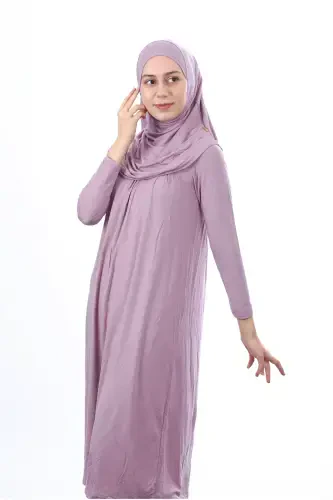 Waiter Boy 12-15 Years Old Rosewater Self-Hijab One-Piece Women's Prayer Dress-Rosewater - IHVAN ONLINE (1)