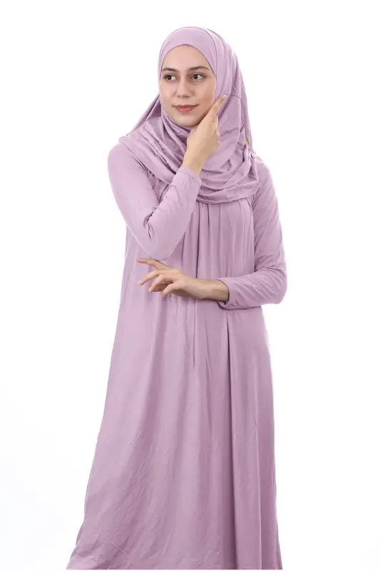 Waiter Boy 12-15 Years Old Rosewater Self-Hijab One-Piece Women's Prayer Dress-Rosewater - 3