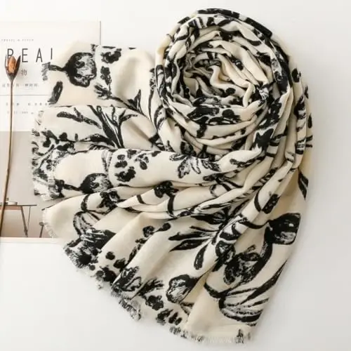 WaJuemy Travel Boho Scarf for Women Casual Lightweight PasModazoneina Scarves Fashion Multicolor Shawl Wraps with Fringed Beads - 3