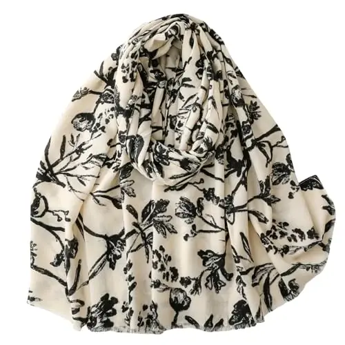 WaJuemy Travel Boho Scarf for Women Casual Lightweight PasModazoneina Scarves Fashion Multicolor Shawl Wraps with Fringed Beads - WAJUEMY