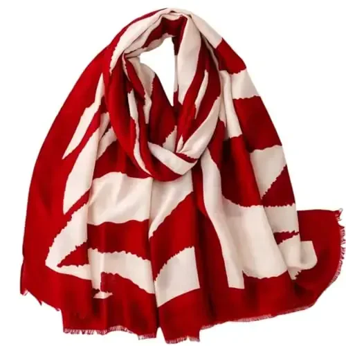 WaJuemy Travel Boho Scarf for Women Casual Lightweight PasModazoneina Scarves Fashion Multicolor Shawl Wraps with Fringed Beads 