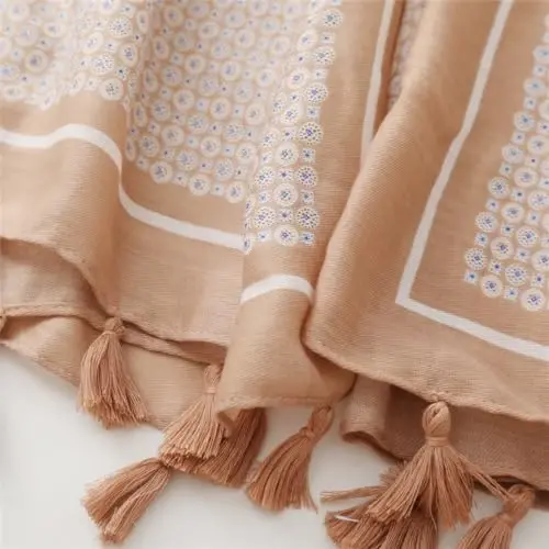 WaJuemy Travel Boho Scarf for Women Casual Lightweight PasModazoneina Scarves Fashion Multicolor Shawl Wraps with Fringed Beads - 5