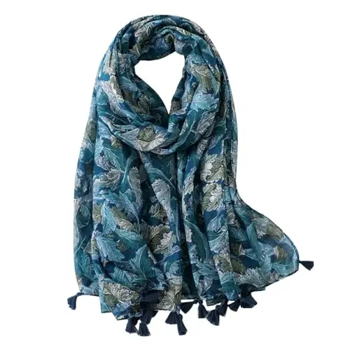 WaJuemy Travel Boho Scarf for Women Casual Lightweight PasModazoneina Scarves Fashion Multicolor Shawl Wraps with Fringed Beads - 1