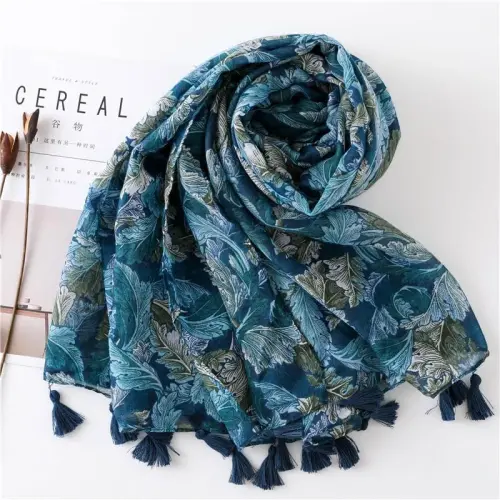 WaJuemy Travel Boho Scarf for Women Casual Lightweight PasModazoneina Scarves Fashion Multicolor Shawl Wraps with Fringed Beads - 3