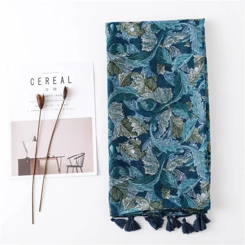 WaJuemy Travel Boho Scarf for Women Casual Lightweight PasModazoneina Scarves Fashion Multicolor Shawl Wraps with Fringed Beads - 5