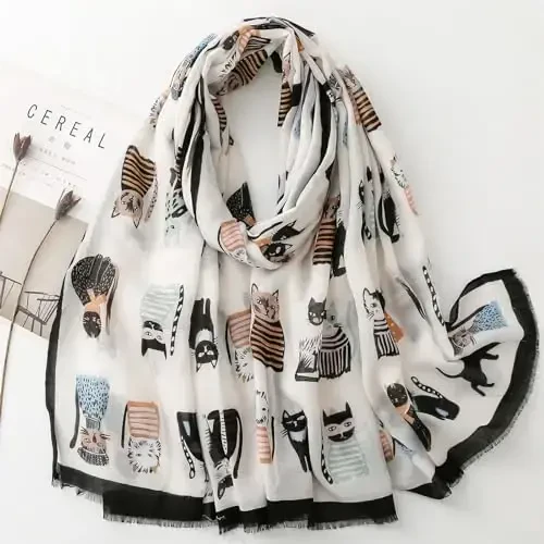 WaJuemy Travel Boho Scarf for Women Casual Lightweight PasModazoneina Scarves Fashion Multicolor Shawl Wraps with Fringed Beads - 2