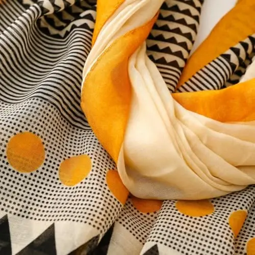 WaJuemy Travel Boho Scarf for Women Casual Lightweight PasModazoneina Scarves Fashion Multicolor Shawl Wraps with Fringed Beads - 4