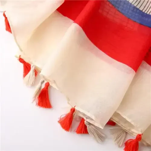 WaJuemy Travel Boho Scarf for Women Casual Lightweight PasModazoneina Scarves Fashion Multicolor Shawl Wraps with Fringed Beads - 5