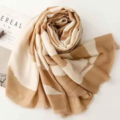 WaJuemy Travel Boho Scarf for Women Casual Lightweight PasModazoneina Scarves Fashion Multicolor Shawl Wraps with Fringed Beads - 2