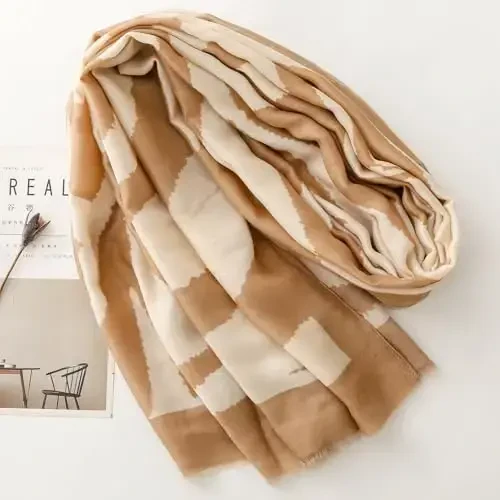 WaJuemy Travel Boho Scarf for Women Casual Lightweight PasModazoneina Scarves Fashion Multicolor Shawl Wraps with Fringed Beads - 3