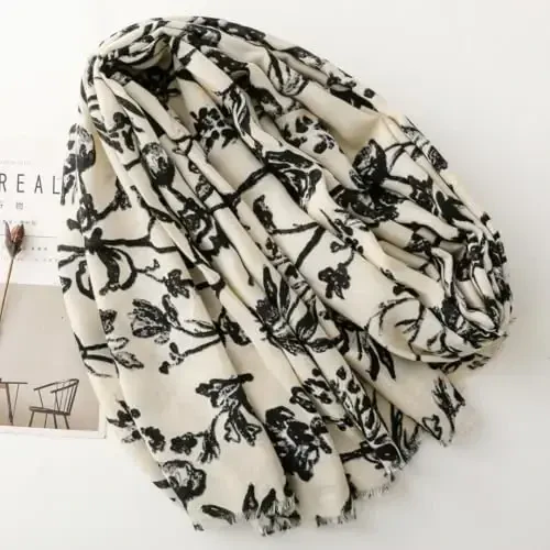 WaJuemy Travel Boho Scarf for Women Casual Lightweight PasModazoneina Scarves Fashion Multicolor Shawl Wraps with Fringed Beads - WAJUEMY (1)