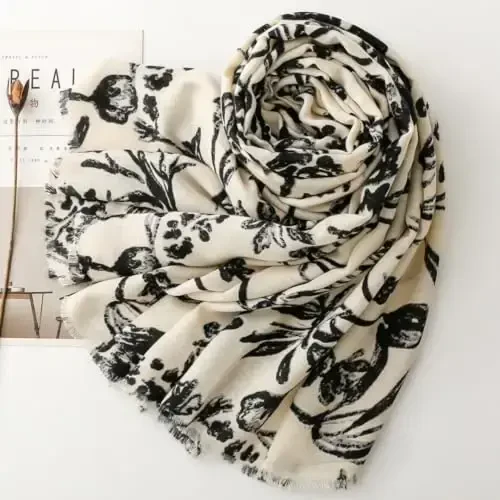 WaJuemy Travel Boho Scarf for Women Casual Lightweight PasModazoneina Scarves Fashion Multicolor Shawl Wraps with Fringed Beads - 3