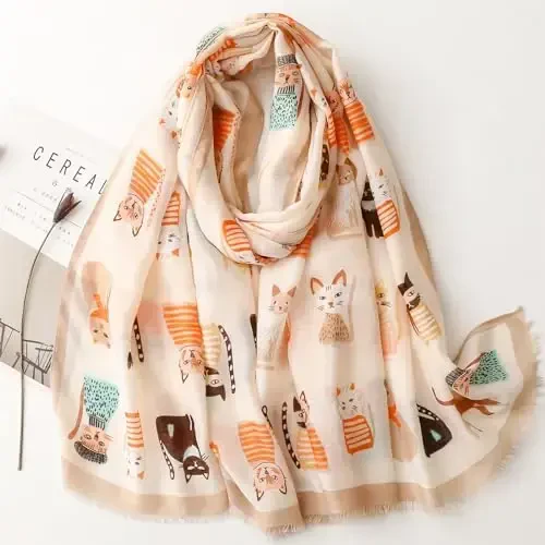 WaJuemy Travel Boho Scarf for Women Casual Lightweight PasModazoneina Scarves Fashion Multicolor Shawl Wraps with Fringed Beads - 2