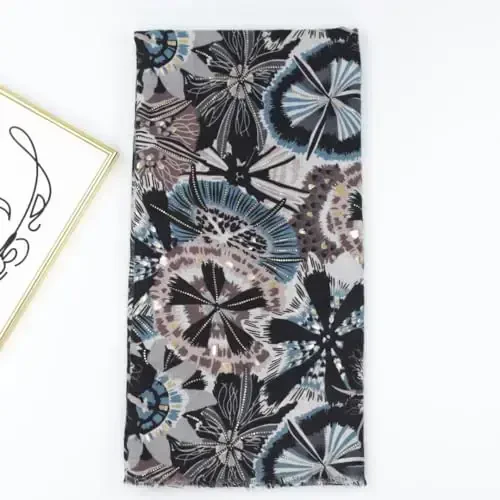 WaJuemy Travel Boho Scarf for Women Casual Lightweight PasModazoneina Scarves Fashion Multicolor Shawl Wraps with Fringed Beads - 2