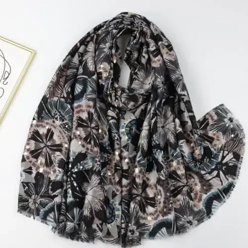 WaJuemy Travel Boho Scarf for Women Casual Lightweight PasModazoneina Scarves Fashion Multicolor Shawl Wraps with Fringed Beads - 6