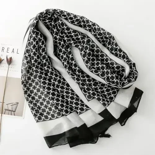 WaJuemy Travel Boho Scarf for Women Casual Lightweight PasModazoneina Scarves Fashion Multicolor Shawl Wraps with Fringed Beads - 3