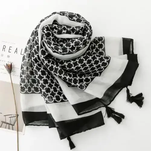 WaJuemy Travel Boho Scarf for Women Casual Lightweight PasModazoneina Scarves Fashion Multicolor Shawl Wraps with Fringed Beads - 4