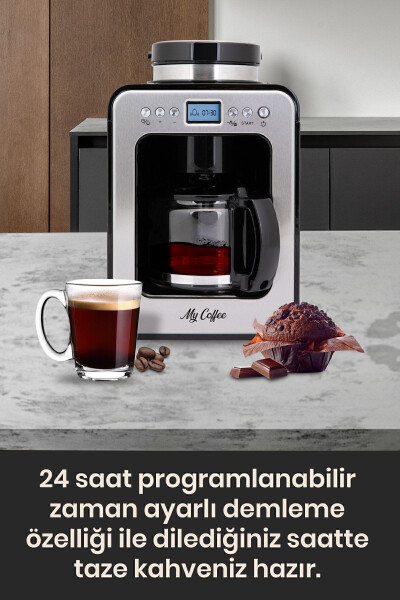 Wake Up Dijital Zaman Ayarlı 2'si 1 Arada Öğütücülü Filtre Kahve Makinesi - 22