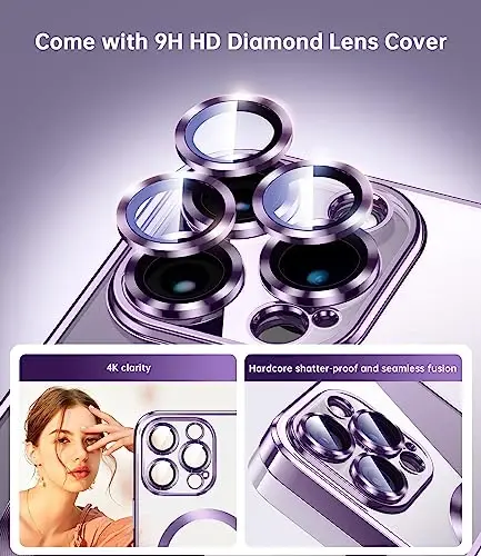 Waldeng for iPhone 14 Pro Max Case with Integrated Camera Lens Protector, [Compatible with MagSafe] [Original iPhone Exterior], Crystal Clear for iPhone 14 ProMax Case 6.7