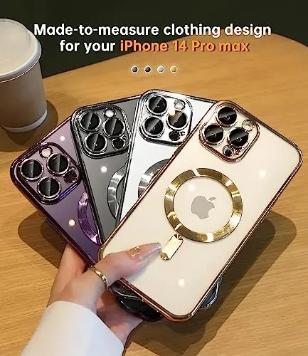 Waldeng for iPhone 14 Pro Max Case with Integrated Camera Lens Protector, [Compatible with MagSafe] [Original iPhone Exterior], Crystal Clear for iPhone 14 ProMax Case 6.7