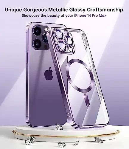Waldeng iPhone 14 Pro Max uchun g‘ilofi, o‘rnatilgan kamera linzalari himoyachisi bilan, [MagSafe bilan mos] [Original iPhone tashqi ko‘rinishi], iPhone 14 ProMax 6.7