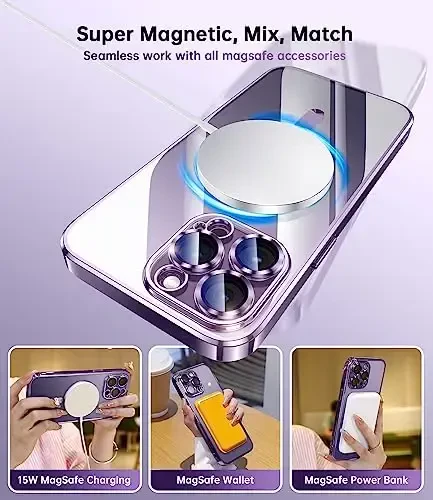 Waldeng iPhone 14 Pro Max uchun g‘ilofi, o‘rnatilgan kamera linzalari himoyachisi bilan, [MagSafe bilan mos] [Original iPhone tashqi ko‘rinishi], iPhone 14 ProMax 6.7