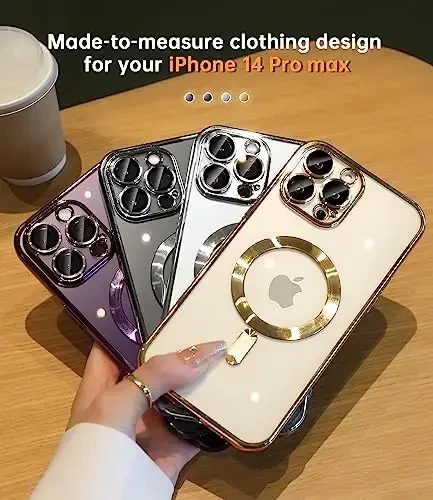 Waldeng iPhone 14 Pro Max uchun g‘ilofi, o‘rnatilgan kamera linzalari himoyachisi bilan, [MagSafe bilan mos] [Original iPhone tashqi ko‘rinishi], iPhone 14 ProMax 6.7