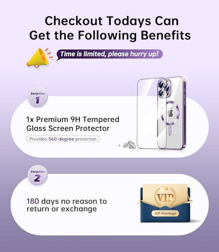 Waldeng for iPhone 15 Pro Max Case with Integrated Camera Lens Protection, [Seamless Work with Magsafe] [Metallic Glossy Soft Bumper], Diamond Clear Stylish Case for iPhone 15 Pro Max, Purple Titanium - 2