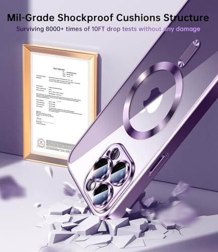 Waldeng for iPhone 15 Pro Max Case with Integrated Camera Lens Protection, [Seamless Work with Magsafe] [Metallic Glossy Soft Bumper], Diamond Clear Stylish Case for iPhone 15 Pro Max, Purple Titanium - 7