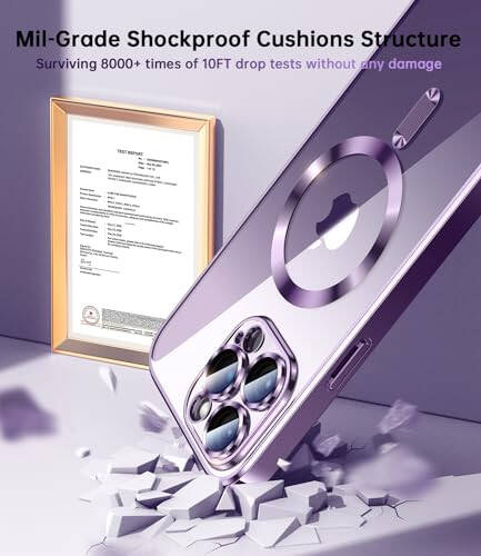 Waldeng for iPhone 15 Pro Max Case with Integrated Camera Lens Protection, [Seamless Work with Magsafe] [Metallic Glossy Soft Bumper], Diamond Clear Stylish Case for iPhone 15 Pro Max, Purple Titanium - 7