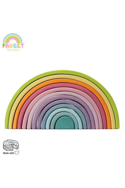 Waldorf 12 Piece Rainbow Wooden Toy Set - MEDIUM SIZE - 1