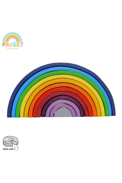 Waldorf 12 Piece Rainbow Wooden Toy Set - MEDIUM SIZE - 1