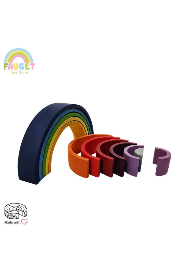 Waldorf 12 Piece Rainbow Wooden Toy Set - MEDIUM SIZE - 4