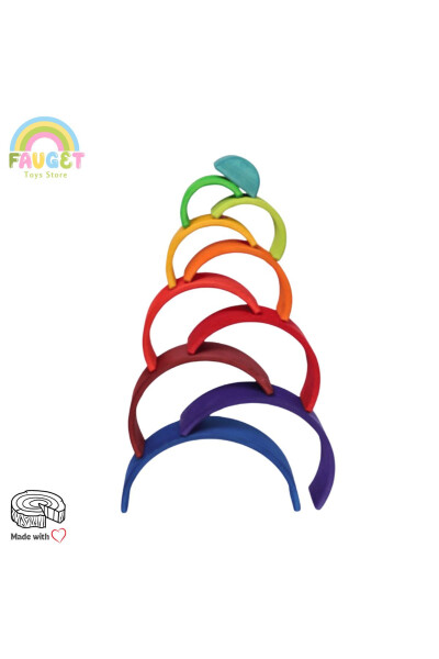 Waldorf 12 Piece Rainbow Wooden Toy Set - MEDIUM SIZE - 5