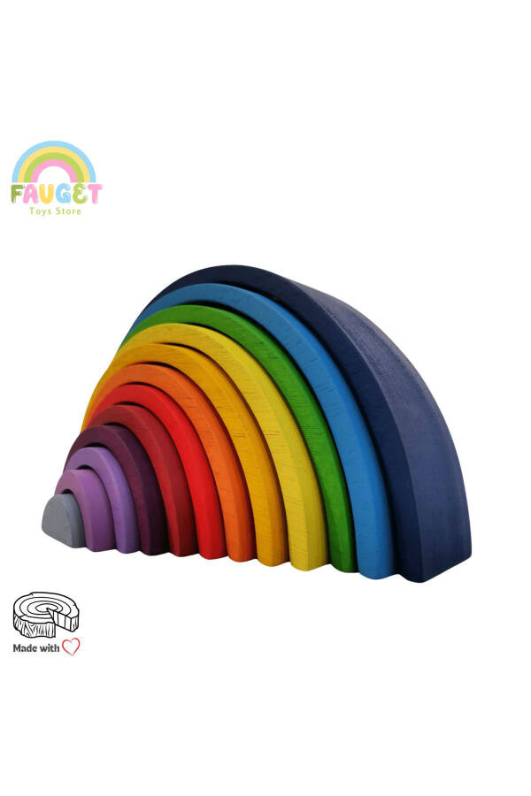 Waldorf 12 Piece Rainbow Wooden Toy Set - MEDIUM SIZE - 8