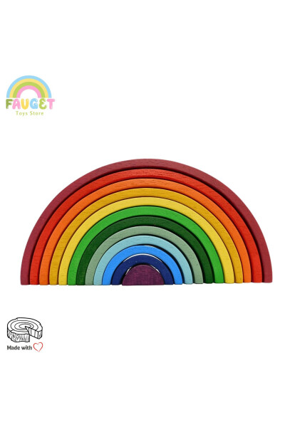 Waldorf 12 Piece Rainbow Wooden Toy Set - MEDIUM SIZE - 1