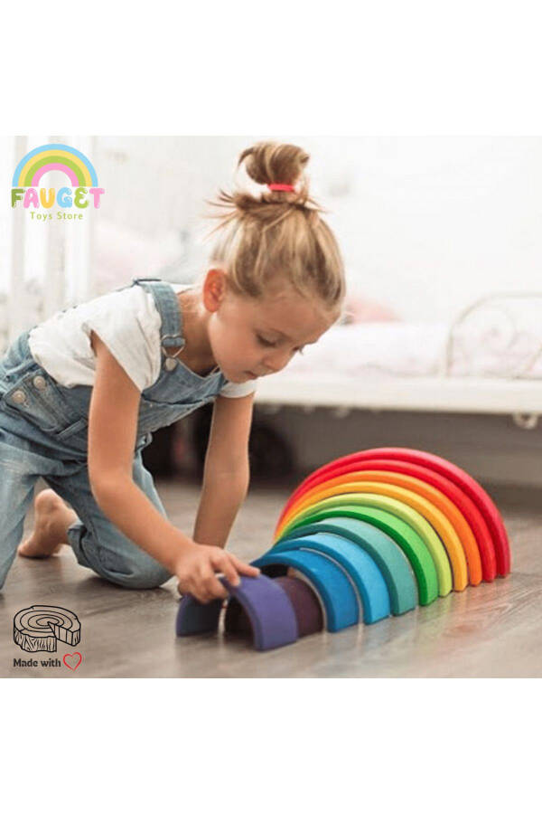 Waldorf 12 Piece Rainbow Wooden Toy Set - MEDIUM SIZE - 2