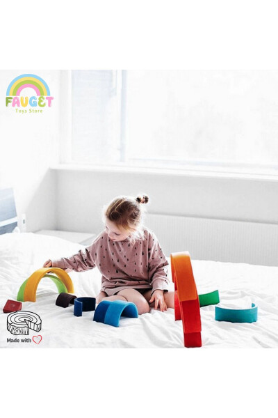 Waldorf 12 Piece Rainbow Wooden Toy Set - MEDIUM SIZE - 4