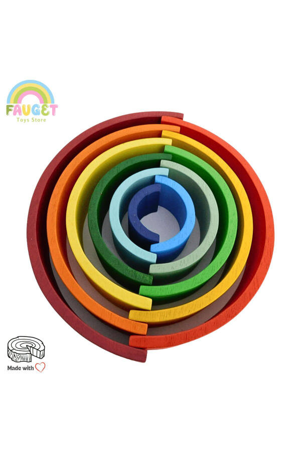 Waldorf 12 Piece Rainbow Wooden Toy Set - MEDIUM SIZE - 6