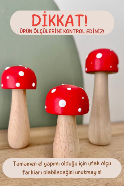 Waldorf 3-Piece Mini Natural Organic Wooden Mushroom Toy Set Decor Photography Shooting Baby Room - 2