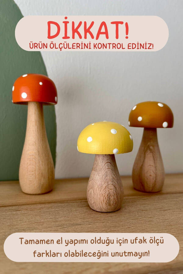 Waldorf 3-Piece Tiny Natural Organic Wooden Handmade Mushroom Toy Set Decoration Photography Prop - 2