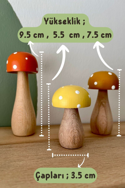 Waldorf 3-Piece Tiny Natural Organic Wooden Handmade Mushroom Toy Set Decoration Photography Prop - 7