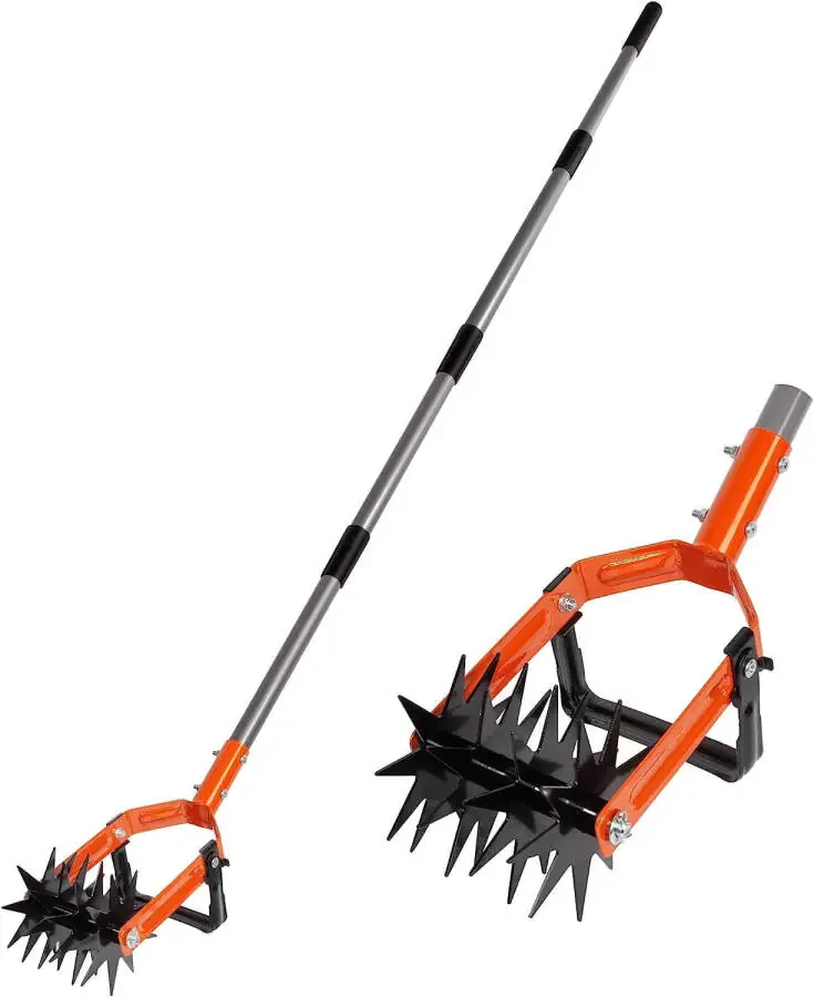 Walensee Rotary Cultivator Tool, zanglamaydigan po'lat ustunli sozlanishi bog 'qo'l kultivatori, tuproqni aralashtirish yoki o'tlarni qayta ekish uchun begona o'tlarni tozalash pichog'i bilan 2-in-1 bog' o'toq va maydalagich tuproq kultivatori asbobi - 5